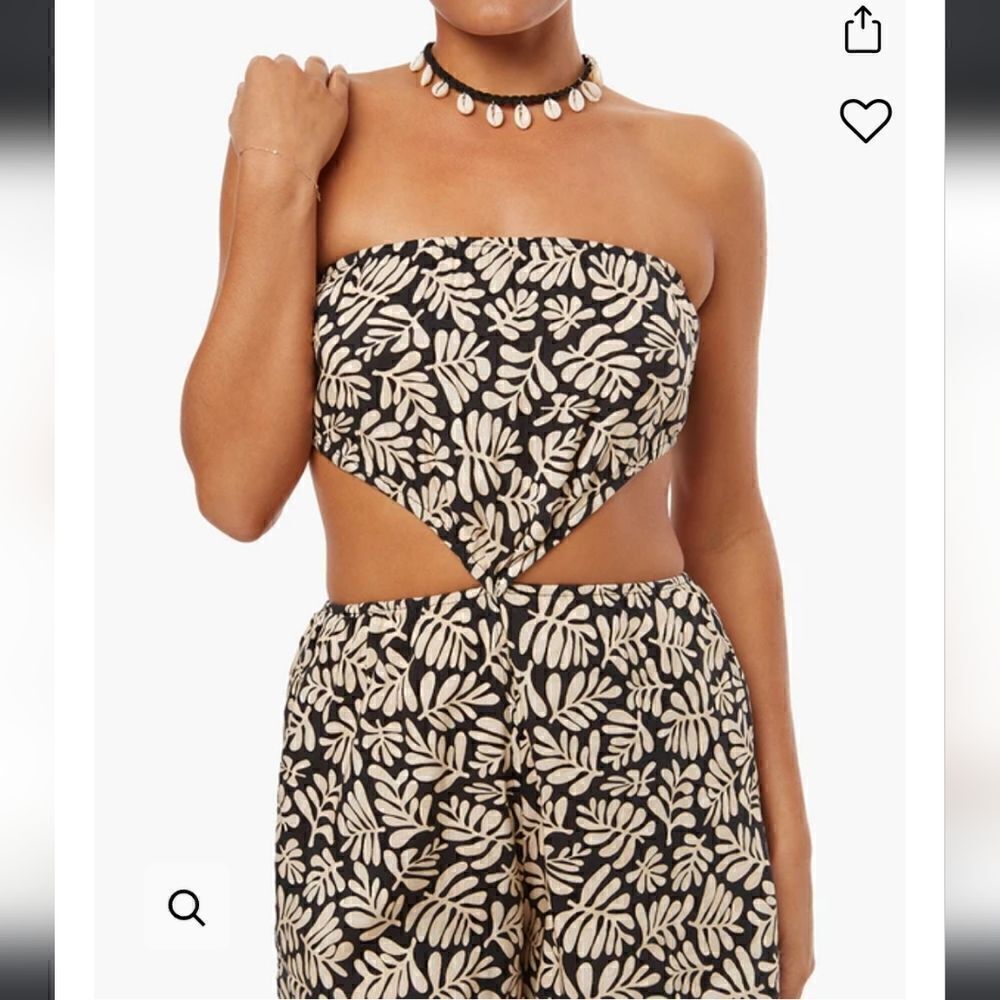 WeWoreWhat Safari Leaves Linen Strapless Cutout Romper Size M - Picture 4 of 9